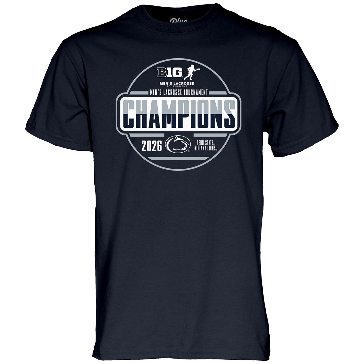 navy short sleeve t-shirt Big Ten Men's Lacrosse Tournament Champions 2026 Penn State